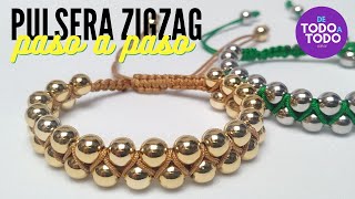 Cómo hacer una pulsera en ZIGZAG con balines o piedras [upl. by Jorin]