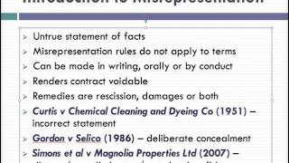 Misrepresentation Lecture 1 of 4 [upl. by Shugart]