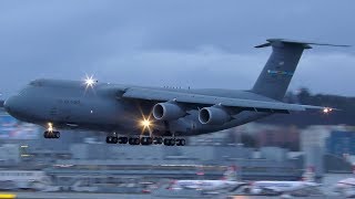 US Air Force Lockheed C5M SUPER GALAXY 840061 at Zurich Airport  4K [upl. by Arriek]