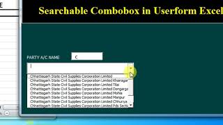 how to create Searchable Combobox in Excel VBA [upl. by Stoller2]