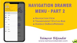 Android Navigation Drawer Menu Material Design  Navigation Drawer Android Studio  Part 2 [upl. by Ross]
