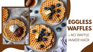 EGGLESS WAFFLES RECIPE  how to make waffles without waffle maker  EGGLESS CRISPY WAFFLES [upl. by Orland274]