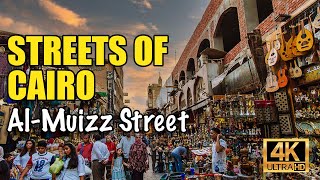 🇪🇬 Cairo Egypt Walking Tour  Historical alMuizz Street at Sunset  4K HD  60fps [upl. by Nosreip]