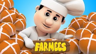 Hot Cross Buns  Nursery Rhymes  Kids Songs  Children Rhymes by Farmees [upl. by Whitver436]