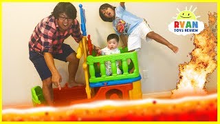 THE FLOOR IS LAVA CHALLENGE Ryan ToysReview Family Fun Kids Pretend Playtime [upl. by Spancake]