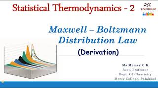 Statistical Thermodynamics  2  Maxwell  Boltzmann distribution law [upl. by Adnelg]