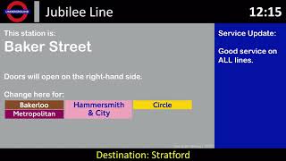 London Underground Jubilee Line Train Announcement [upl. by Naedan855]