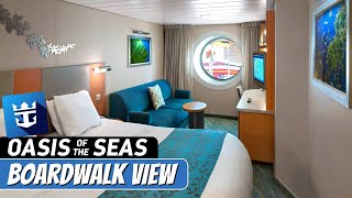 Oasis of the Seas  Boardwalk View Balcony Stateroom Tour amp Review 4K  Royal Caribbean Cruise [upl. by Seyler976]