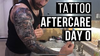 How To Treat A New Tattoo Healing ProcessAftercare DAY 0  FRESH [upl. by Duggan]