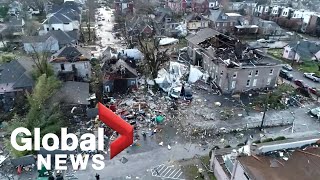 Nashville tornado Drone footage shows incredible path of destruction and damage [upl. by Comras866]