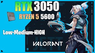 Ryzen 5 5600  RTX 3050  VALORANT  All Settings Tested [upl. by Enelhtac]