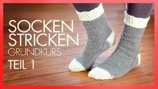 Socken Stricken mit Rundstricknadeln TEIL 1 GRUNDKURS [upl. by Socher]