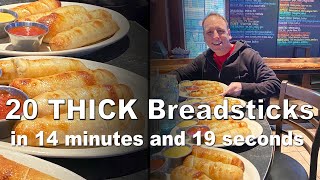 20 Thick Cheesy Breadsticks in 14 Minutes  Joey Chestnut New Record [upl. by Aerdnaed]