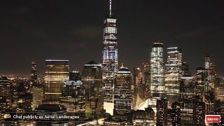 New York City Skyline at Night Live Screensaver HD  Aerial Landscapes Wallpaper HD Live [upl. by Ecam]