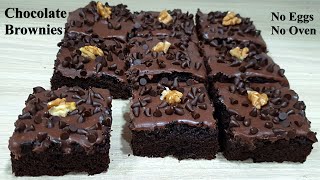 Chocolate Brownies  Without Eggs amp Without Oven [upl. by Atteuqnas]