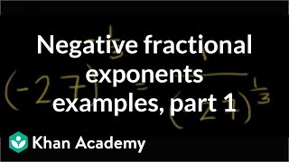 Negative fractional exponent examples  Algebra I  Khan Academy [upl. by Florida]