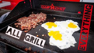 Camp Chef 2Burner Propane Stove amp Flat Top Griddle Review  Smash Burger Recipe [upl. by Ellivnarg]