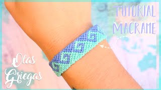 TUTORIAL pulsera OLAS GRIEGAS con hilo encerado 🌬MACRAME [upl. by Pugh]