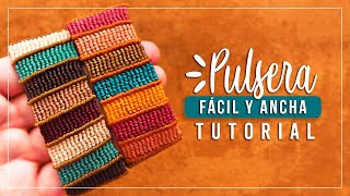 Cómo hacer pulsera de hilo fácil y ancha 10✨ Paso a Paso  DIY Macrame Friendship Bracelet [upl. by Warder894]