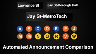 ᴴᴰ Rare NYC Subway Announcements  Jay St MetroTech Station Announcement Comparison [upl. by Chevy]