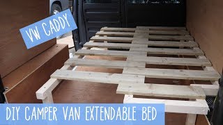 VW Caddy Pull OutExtendable Bed DIY Camper Van [upl. by Nafets]