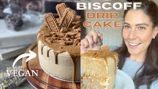 THE BEST Biscoff birthday cake 100 VEGAN and DELICIOUS Lotus cookie butter drip cake recipe [upl. by Chung]