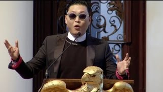 quotGangnam Stylequot Singer PSY Visits Harvard [upl. by Grunenwald258]