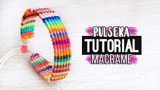 Pulsera Horizontal » ♻️ tutorial  como hacer pulsera de hilo reciclada  diy ● Bracelet 169 [upl. by Fonville]