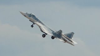 MAKS2021 Airshow — Sukhoi Su57 5gen Jet Fighter [upl. by Merat517]