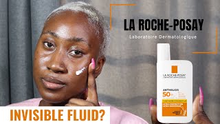 LA ROCHE POSAY ANTHELIOS ULTRALIGHT INVISIBLE FLUID SPF 50  DEMO amp REVIEW ON DARK SKIN [upl. by Abelard]