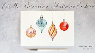 Metallic Watercolour Christmas Baubles [upl. by Ellenej]