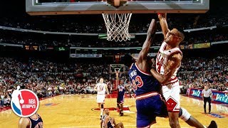 Scottie Pippen dunks on Patrick Ewing then taunts Spike Lee  ESPN Archives [upl. by Nakhsa]