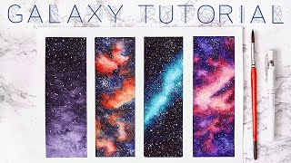 4 WAYS TO PAINT A WATERCOLOUR GALAXY  TUTORIAL [upl. by Schweitzer378]