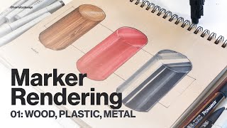 Marker Rendering Tutorial 01 How to Render Wood Plastic and Metal [upl. by Adrienne]