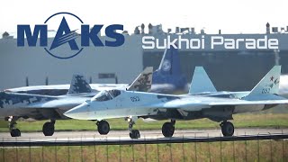 Su34 Su35 Su57 ✈️ Sukhoi Air Parade at MAKS Airshow [upl. by Henderson]