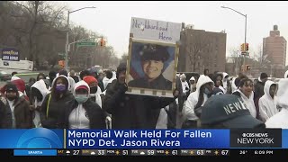 Memorial walk held for slain NYPD Det Jason Rivera in Washington Heights [upl. by Weisman]