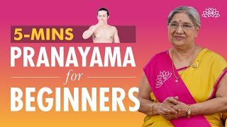 5 Minute Pranayama For Beginners  Practice Breathing Exercise  Pranayama Benefits  Dr Hansaji [upl. by Kirstyn]