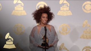 Solange Holding Grammy  Backstage  59th GRAMMYs [upl. by Conchita]