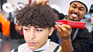 HAIRCUT TUTORIAL HIGH TAPER CURLY TOP  CREATING A HAIRLINE [upl. by Benildis881]