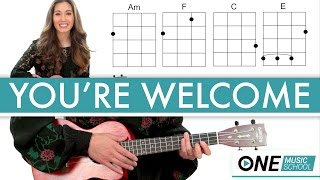 How to play quotYoure Welcomequot from Moana  Ukulele Lesson  Tutorial [upl. by Anirres]