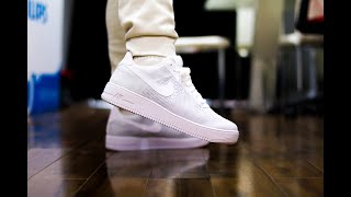 QuickSchopes 052  Air Force 1 Flyknit 20 White  Schopes Review [upl. by Accever819]