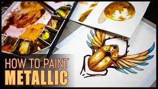 How to Paint Metallic Gold • Watercolor Tutorial [upl. by Phenica]